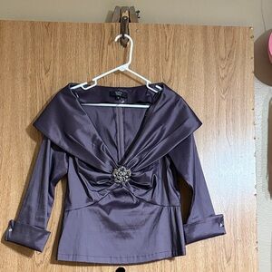 Tadashi Collection Elegant Blouse with Brooch
